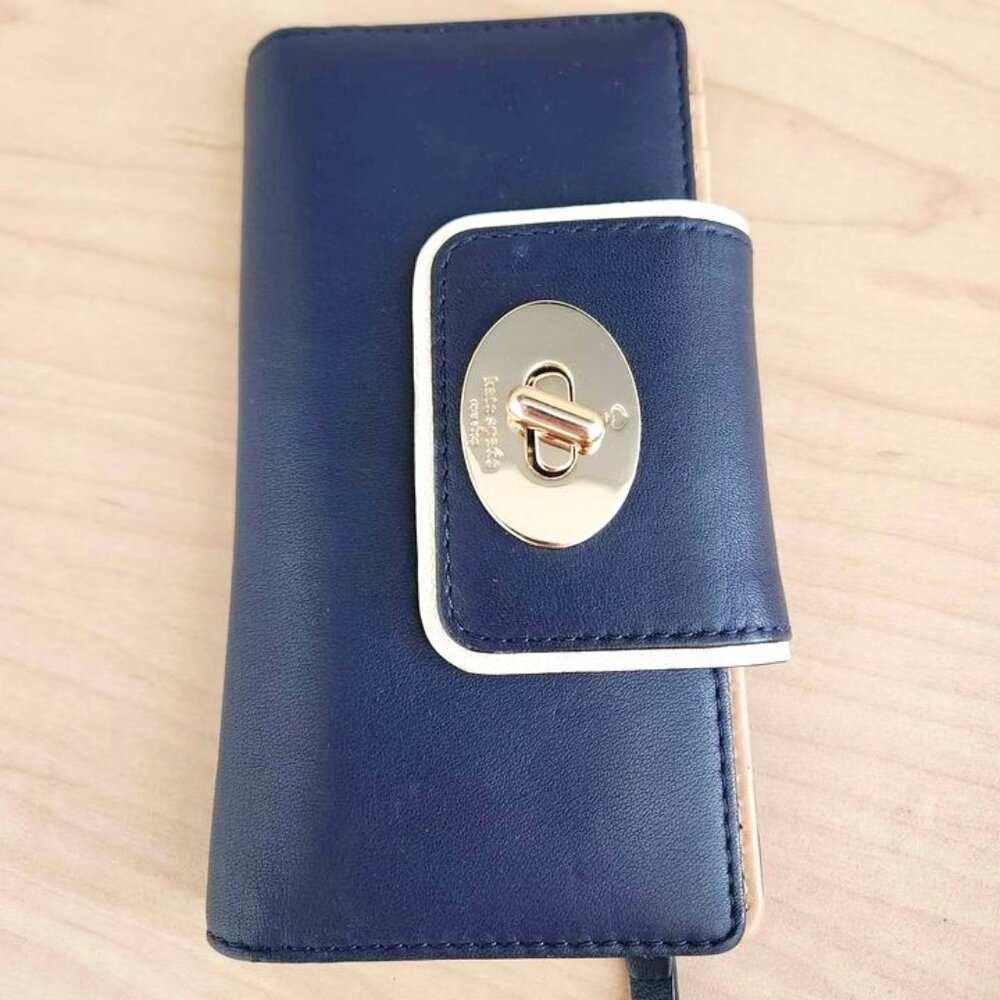 Kate Spade Navy Leather Long Wallet